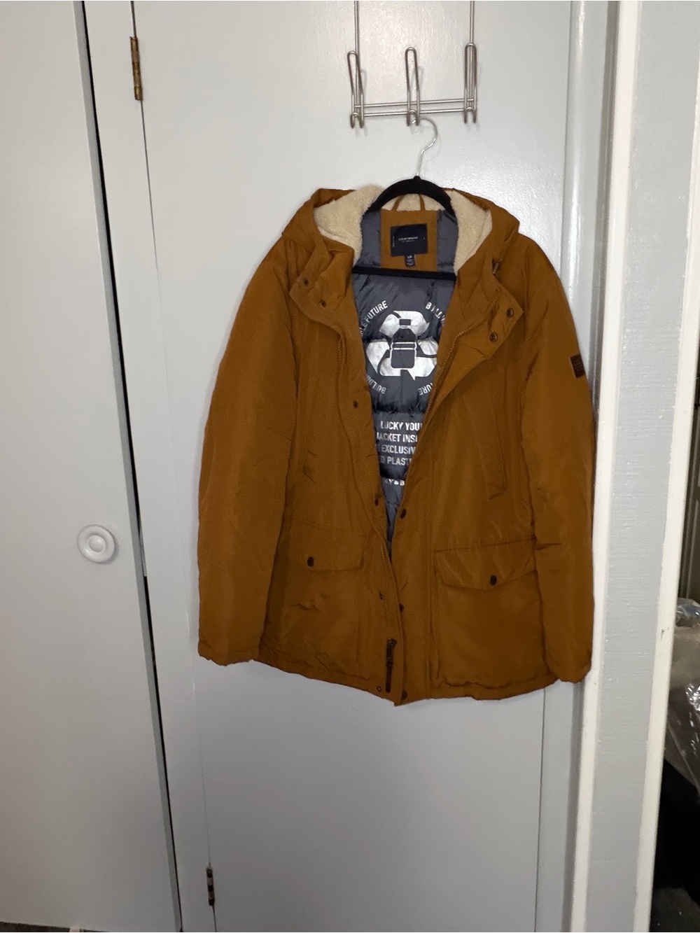 Lucky Brand Men's Ski/Snow Hooded Jacket - Mustard Brown